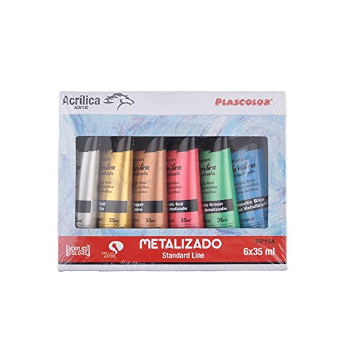 Pack de 6 tubos de pintura acrílica multicolor plascolor