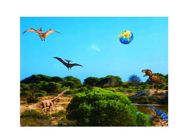 collage prehistorico de dinosaurios