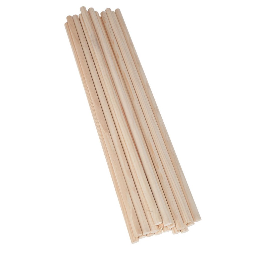 50 palos de madera de 50 cm x 10 mm