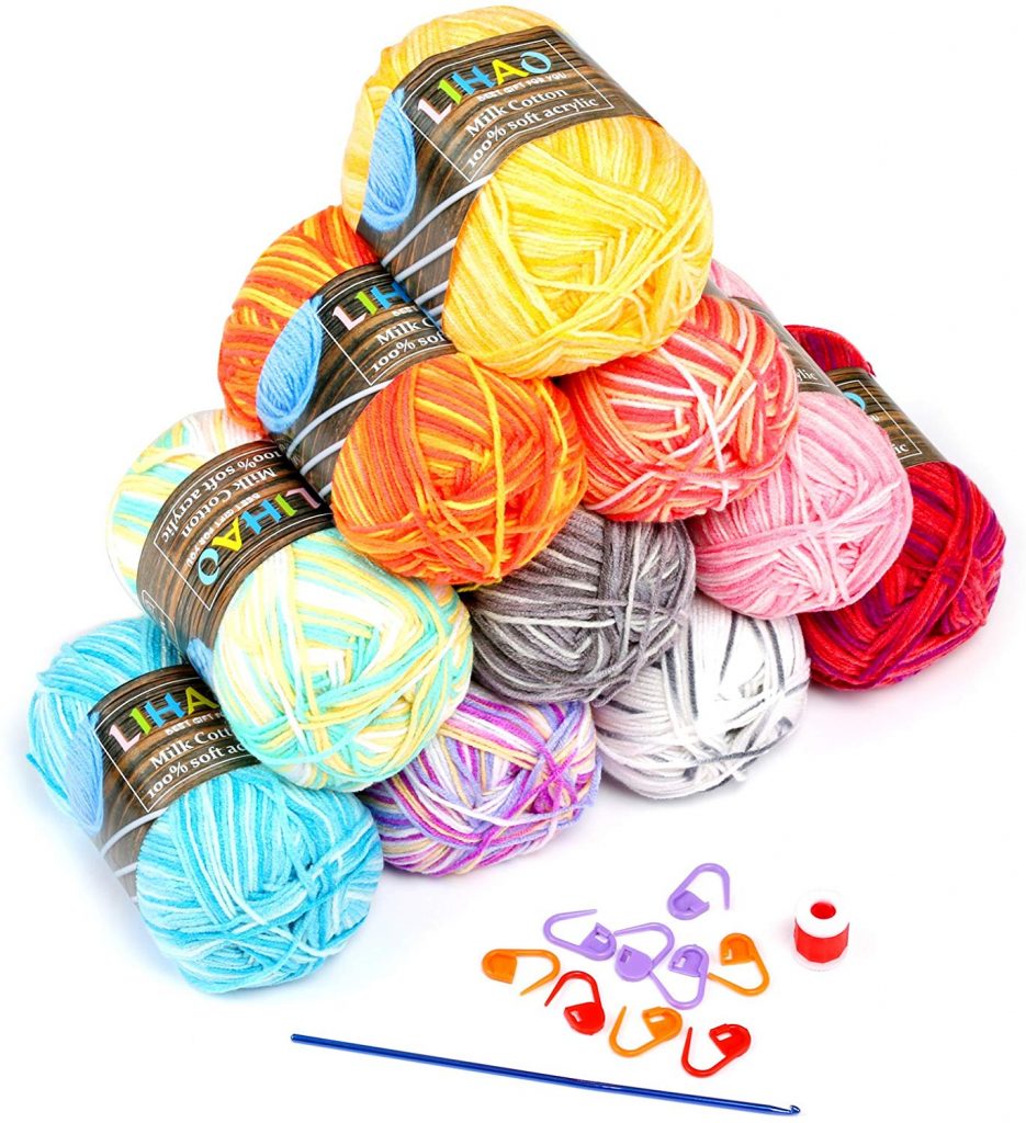 10 ovillos de lana multicolor estambre acrílico algodón