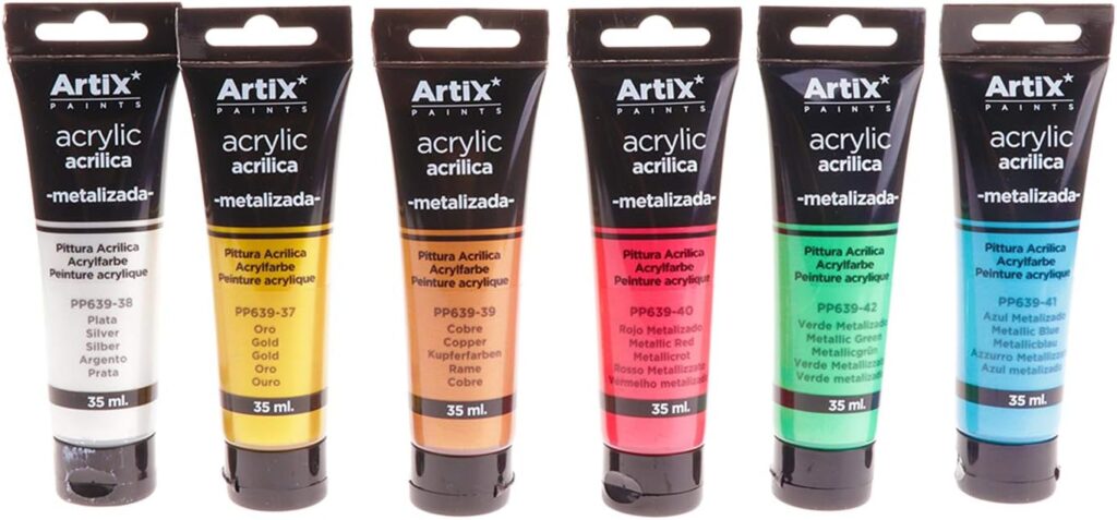 pintura acrilica mp para manualidades colores metalizados 6 tubos x 35 ml