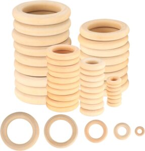 90 piezas de aros de madera con diferentes diametros