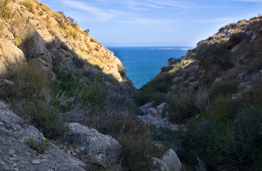 interior de uno de los cauces del barranco de picano en santa pola