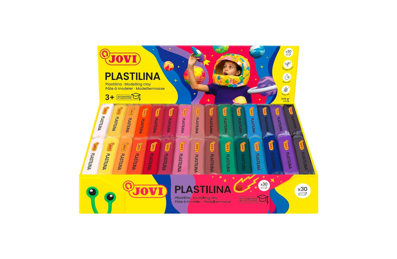 jovi pack de plastilina 30 pastillas de 50 gramos surtido multicolor
