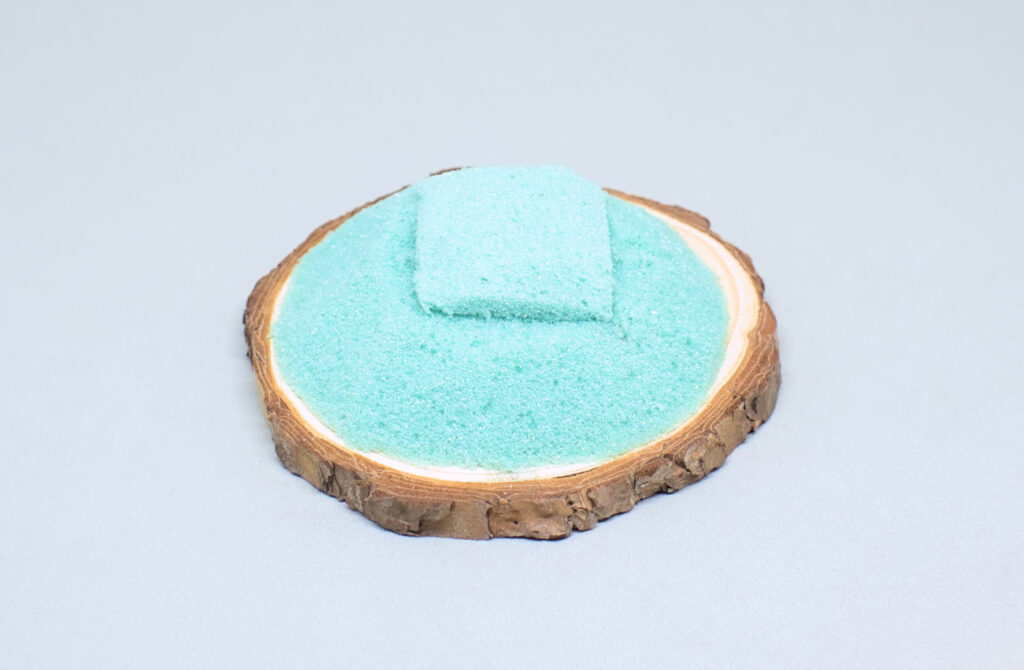 rodaja de madera con espuma floral